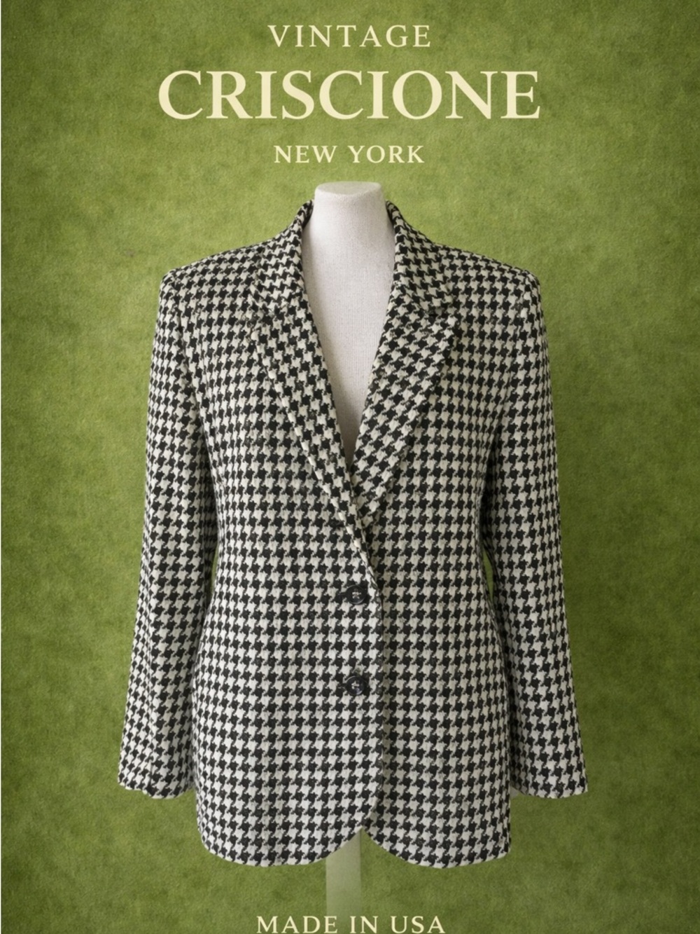 Vintage Cache by Criscione Black & White Houndstooth Blazer